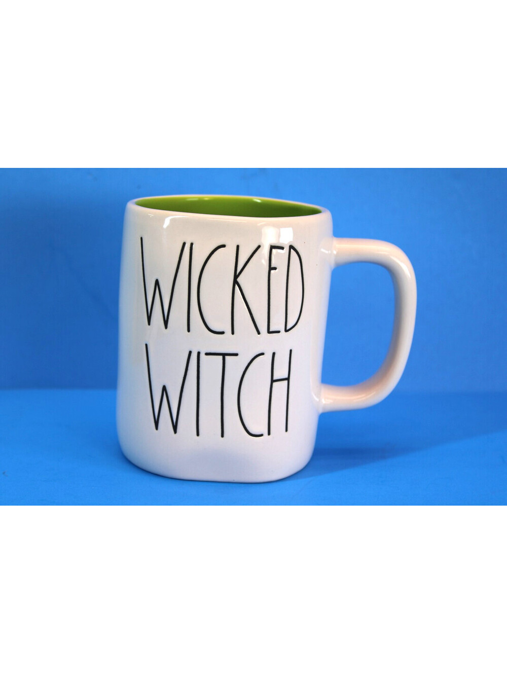 Rae Dunn Halloween Coffee Mug WICKED WITCH 16 oz. White/Black Green Int. New